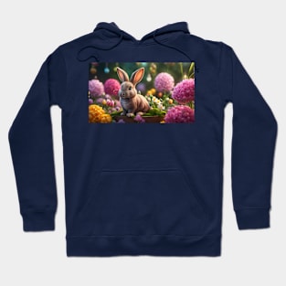 Easter bunny in a flower meadow Hoodie